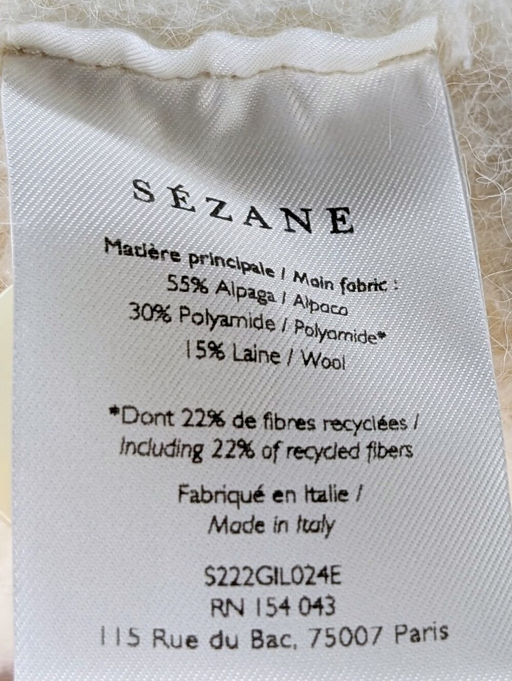 Sezane Emilie Alpaca Wool Blend Cardigan in Ecru READ - Picture 5 of 5